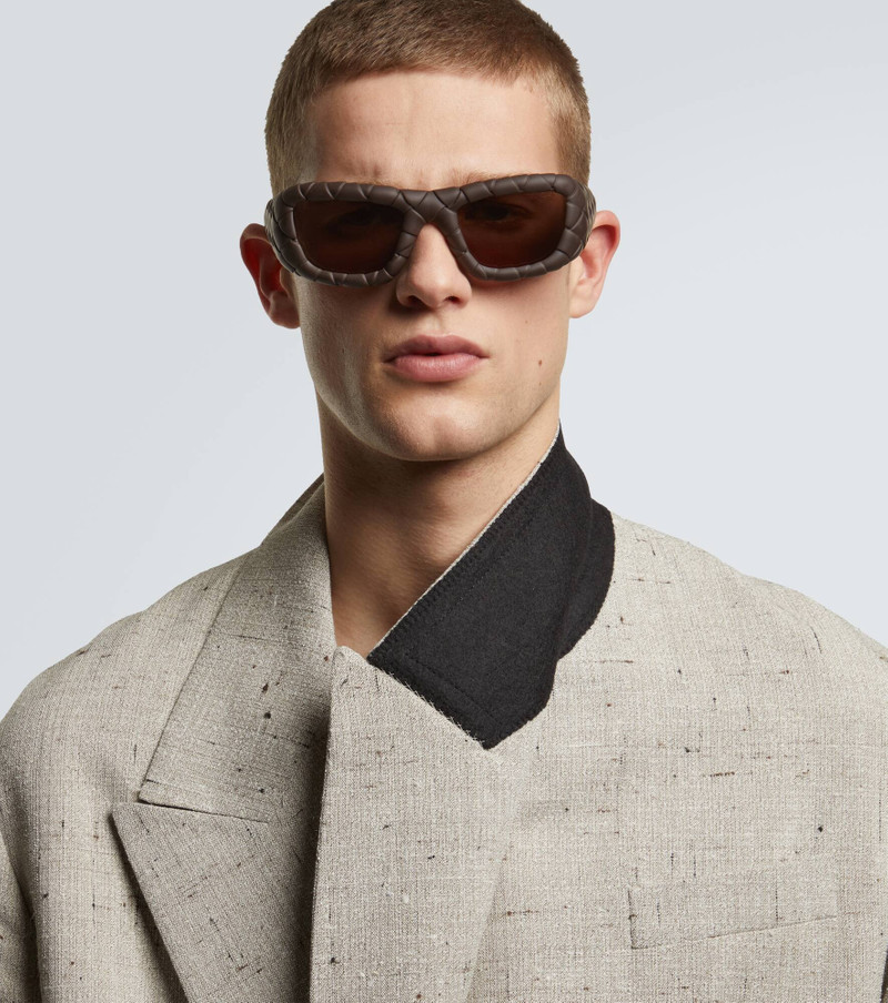 Bottega Veneta Intrecciato rectangular sunglasses outlook