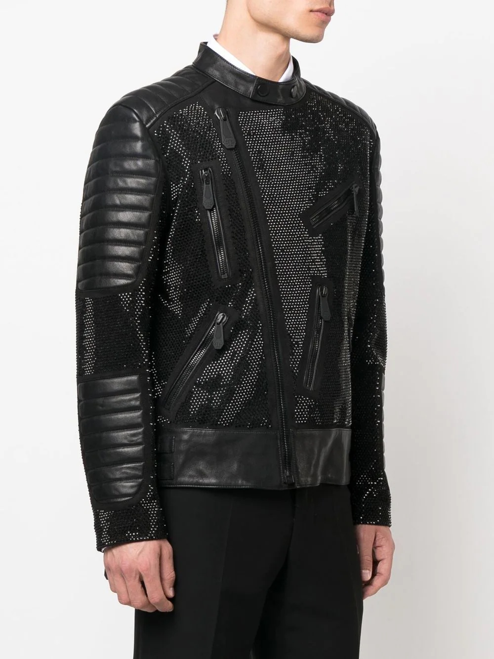 leather disco biker jacket - 3