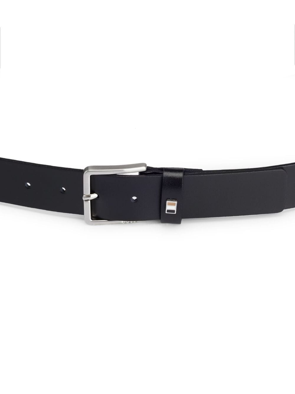 logo-plaque leather belt - 3