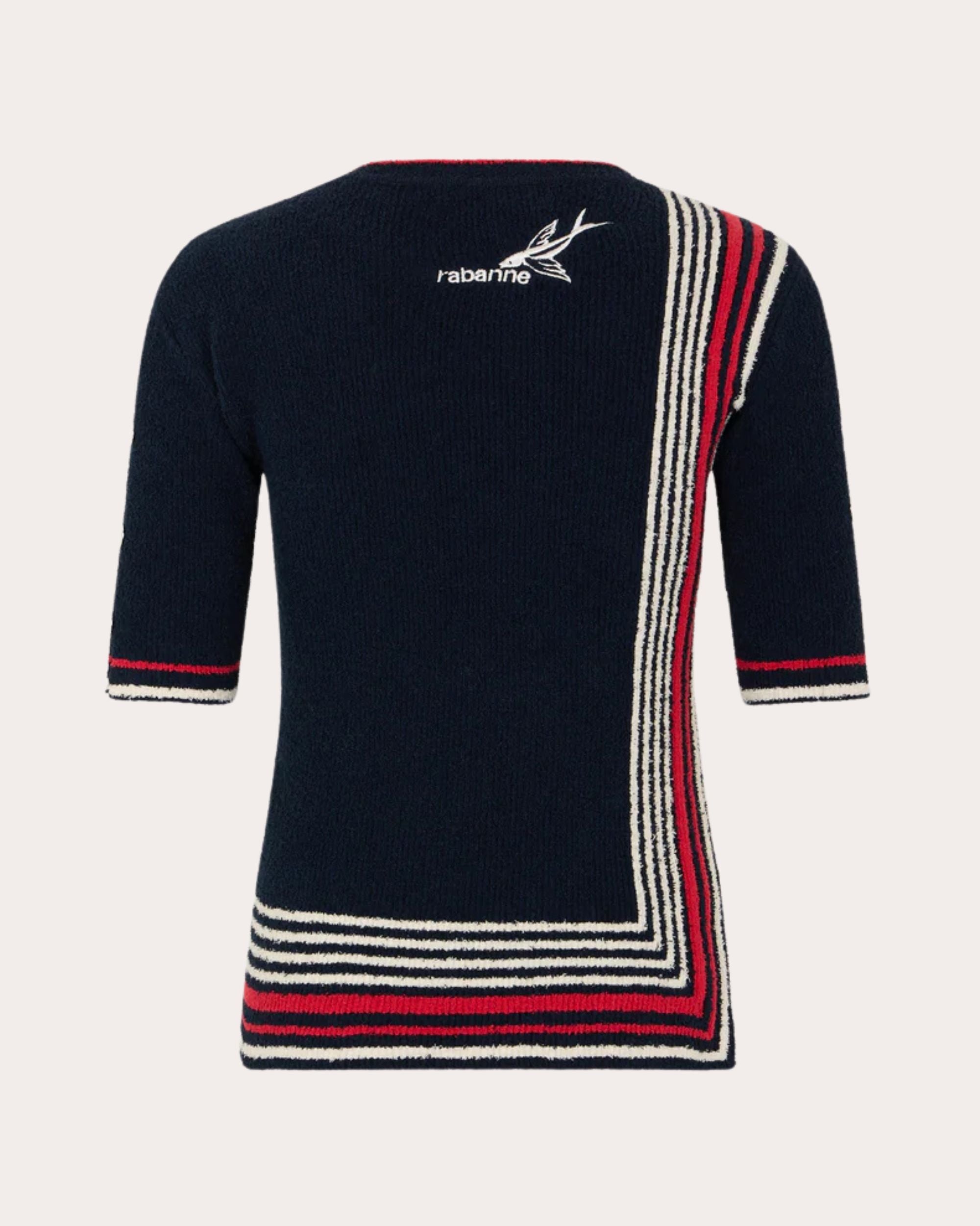 Stripe Terry Short-Sleeve Sweater - 4