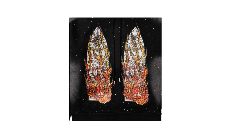 WHO DECIDES WAR Flames Glass Hoodie "Coal" outlook