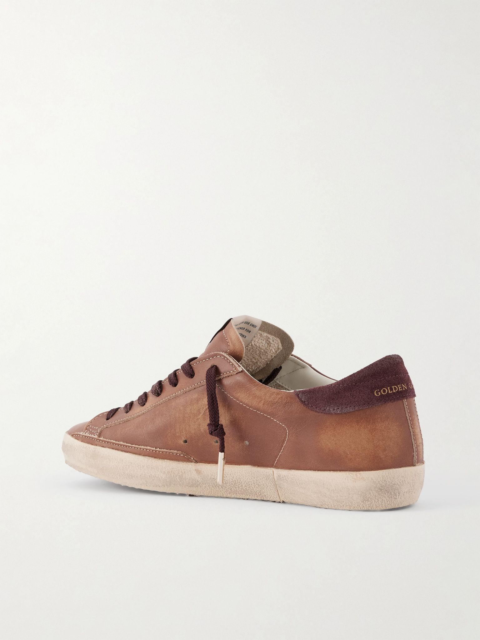 Super-Star Private EDT Distressed Suede-Trimmed Leather Sneakers Brown - 4