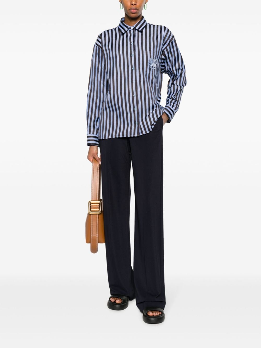 Pegaso-embroidered striped shirt - 2