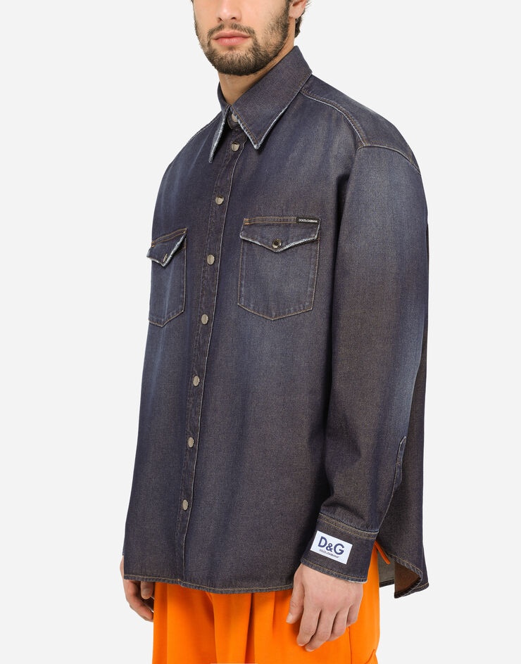 Blue denim shirt with D&G patch - 4