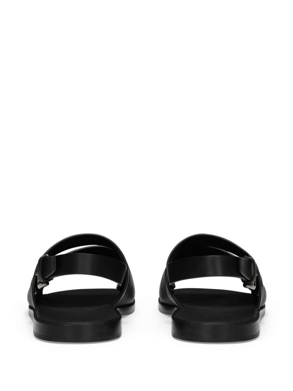 logo-embossed leather slides - 3