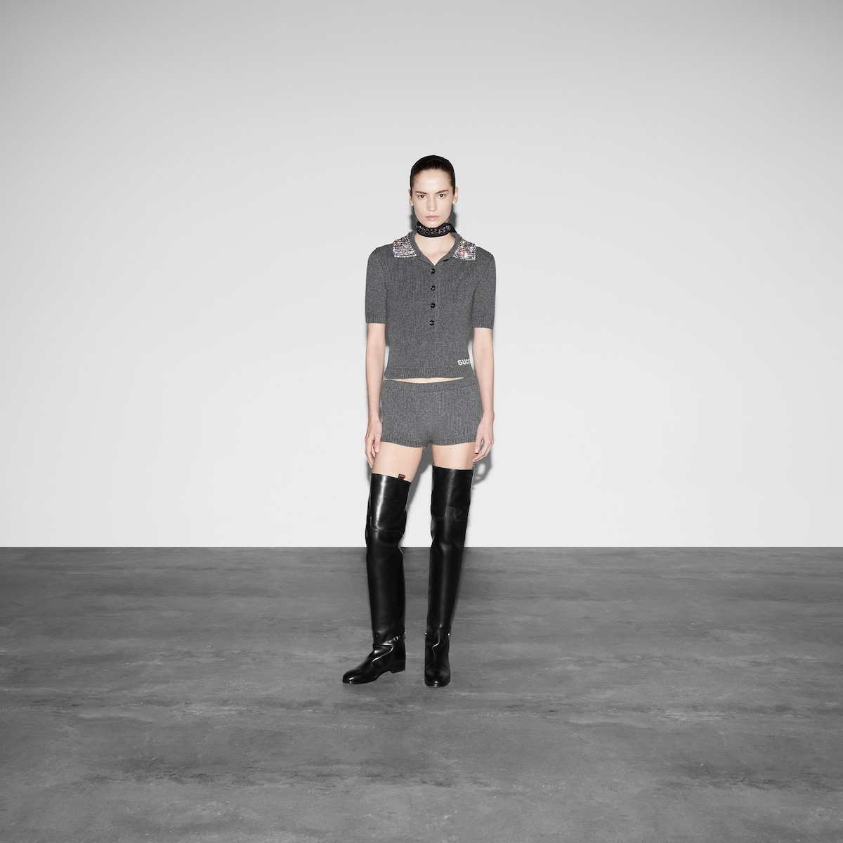 Rib wool polo top - 2