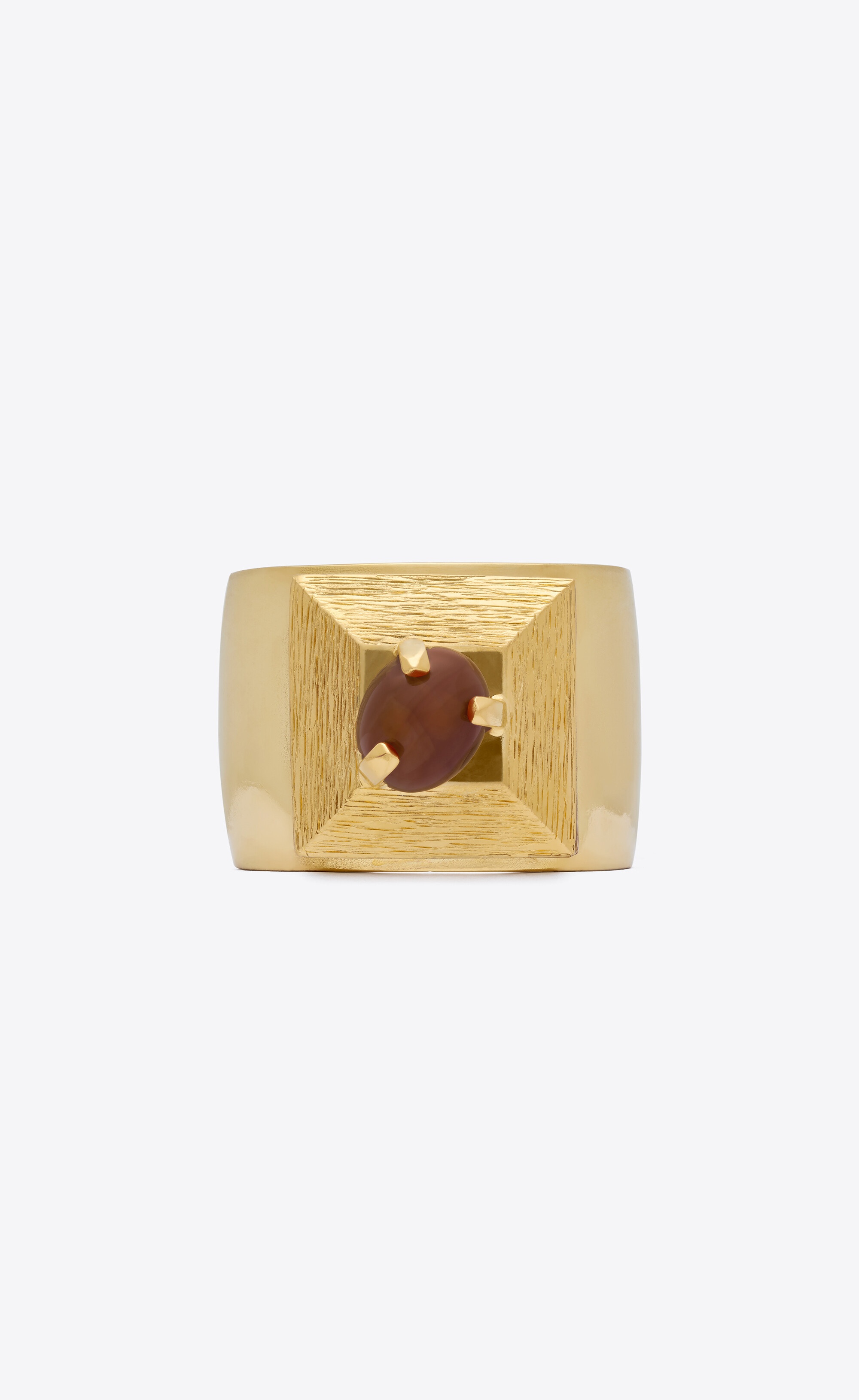 stone and square cuff in metal - 4