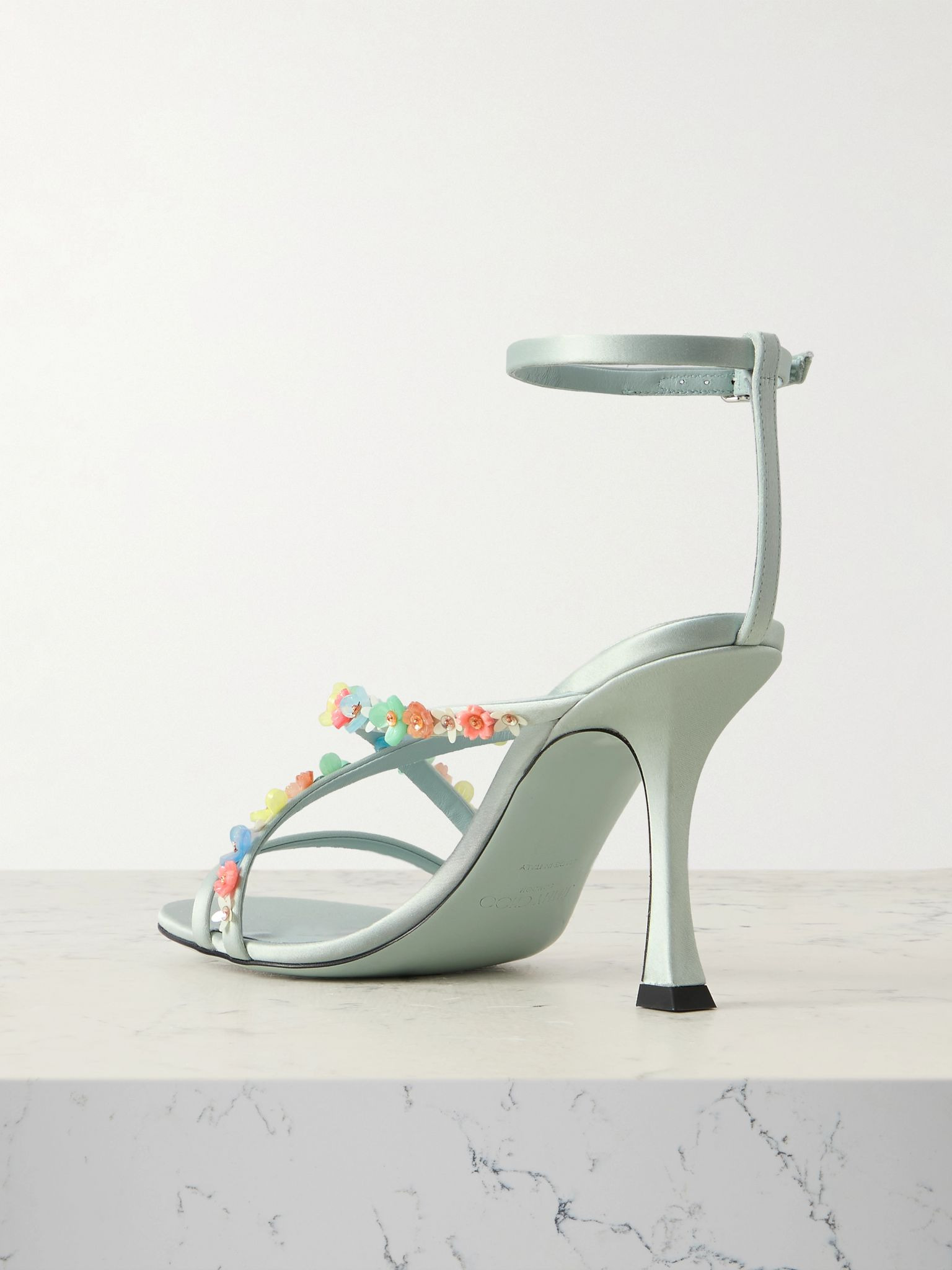 Blanche 90 embellished satin sandals Light green - 3