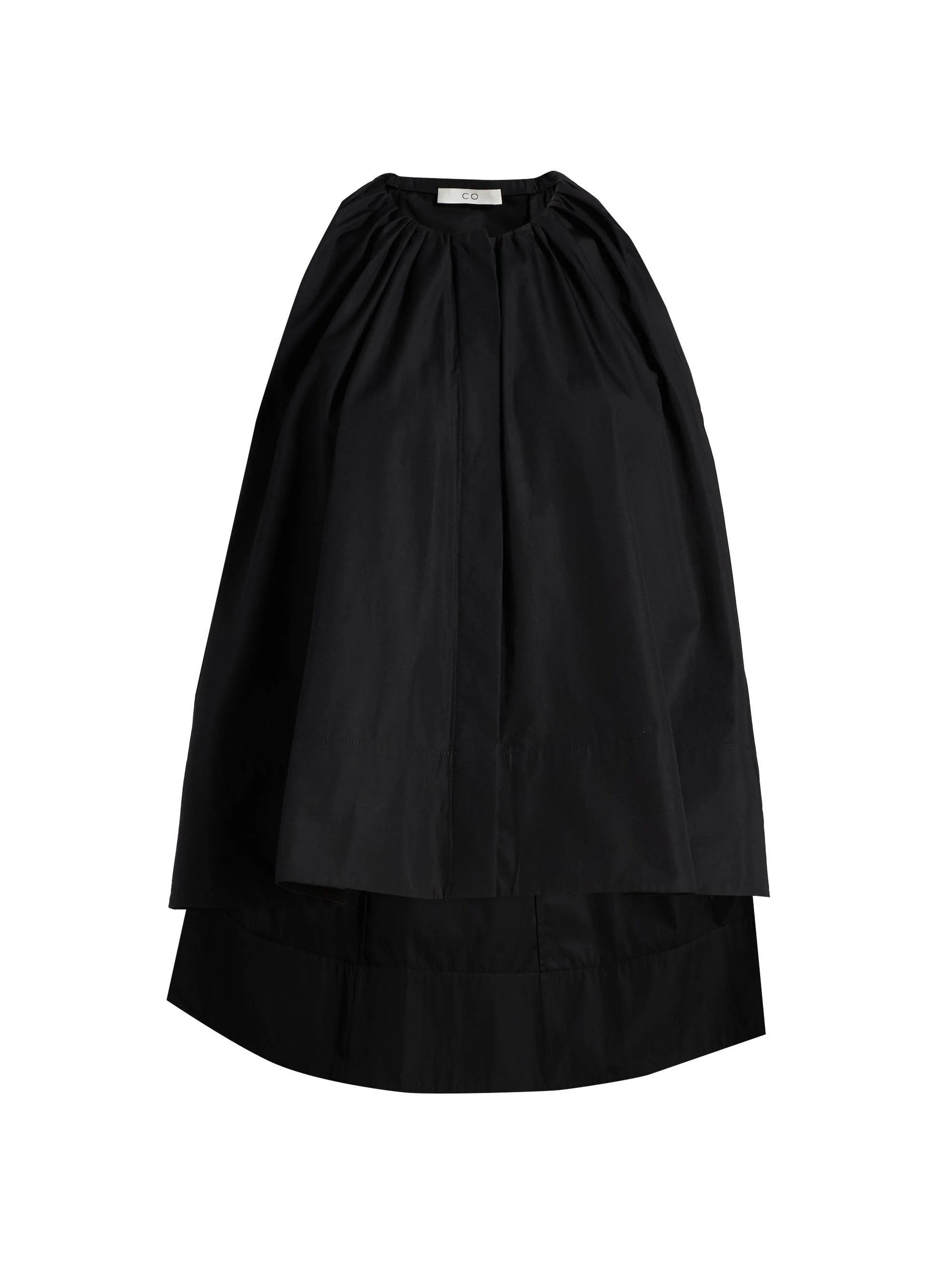 Women's Gathered High-Low tton Poplin Top - Black - 1
