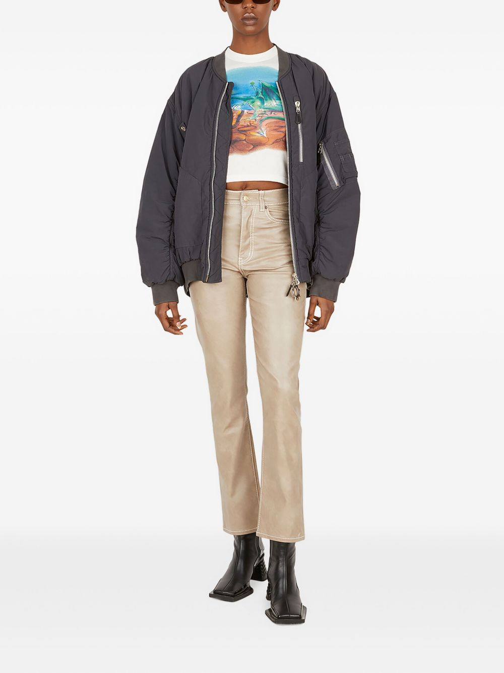 shiny cropped trousers - 2