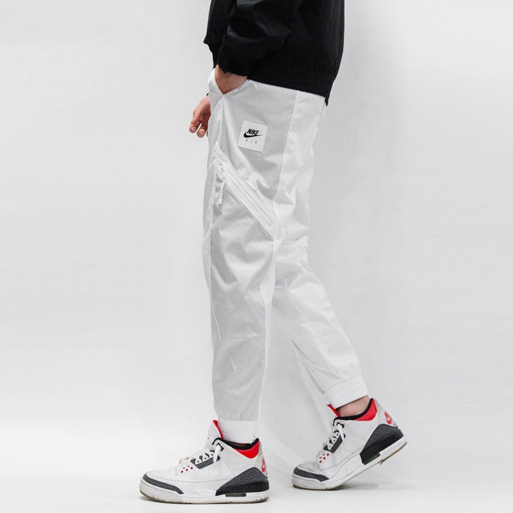 Nike Air Contrast Stitched Windproof Tie Woven Sweatpants For Men White DA0241-100 - 6