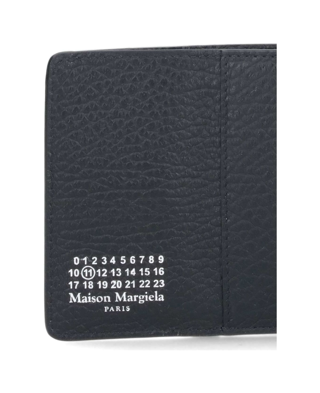 Black 'four Stitches' Compact Wallet - 5