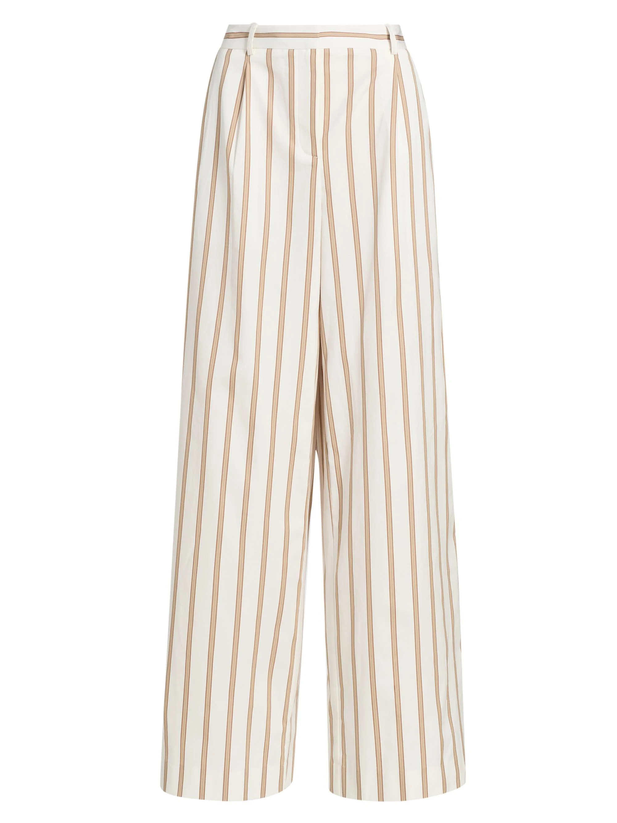 Women's Hudson Striped Cotton Wide-Leg Pants - White Khaki - 1