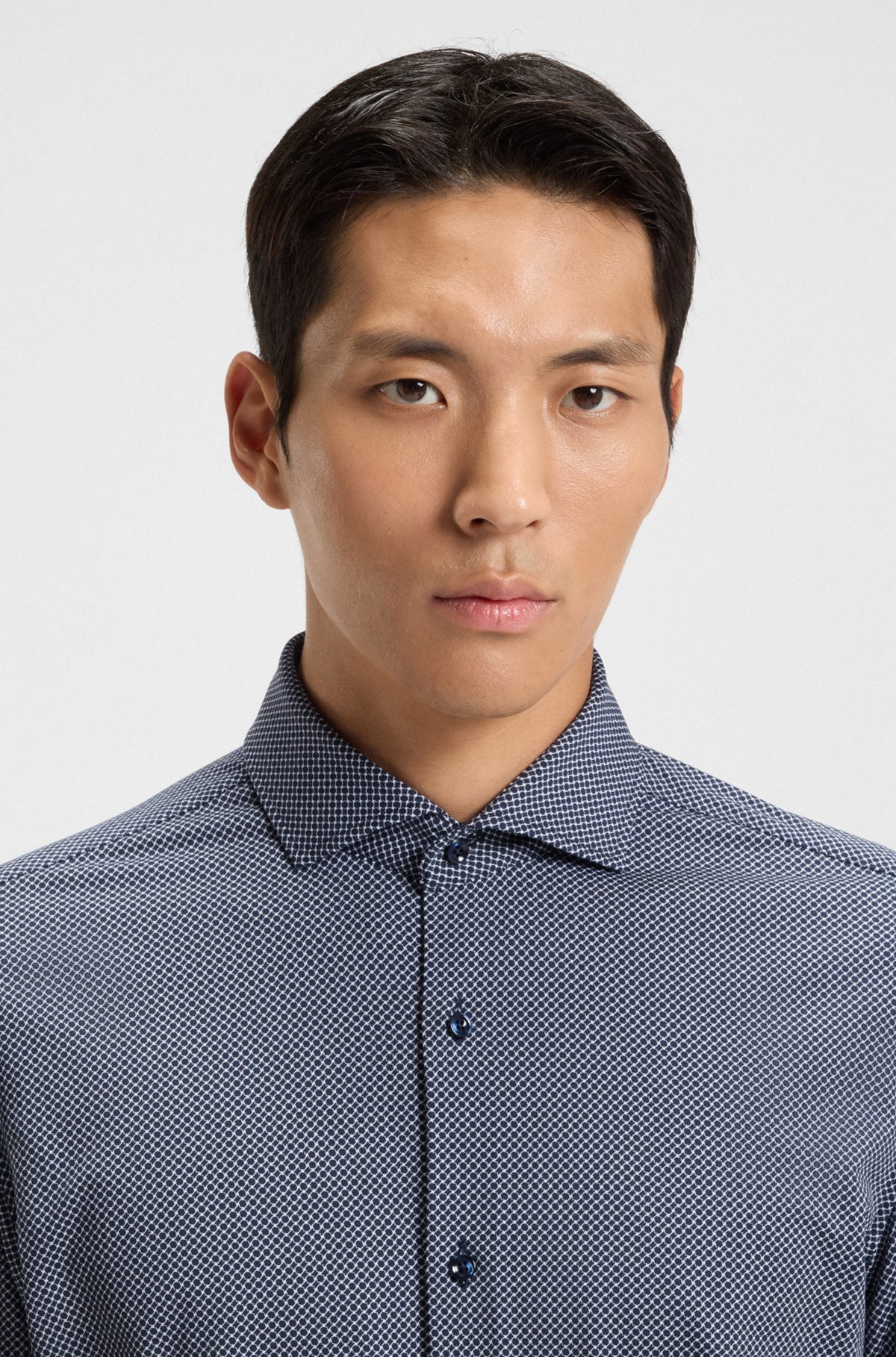SLIM-FIT SHIRT IN PRINTED ITALIAN-MADE PERFORMANCE-STRETCH JERSEY - 3