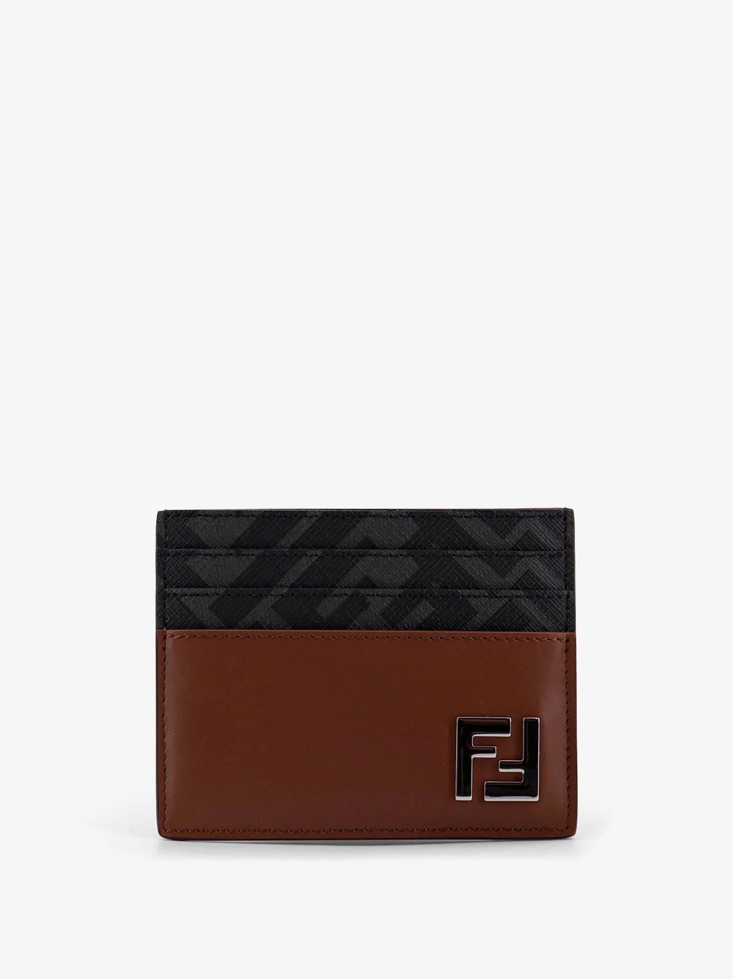 Fendi Portacarte In Pelle E Tessuto Ff - 1