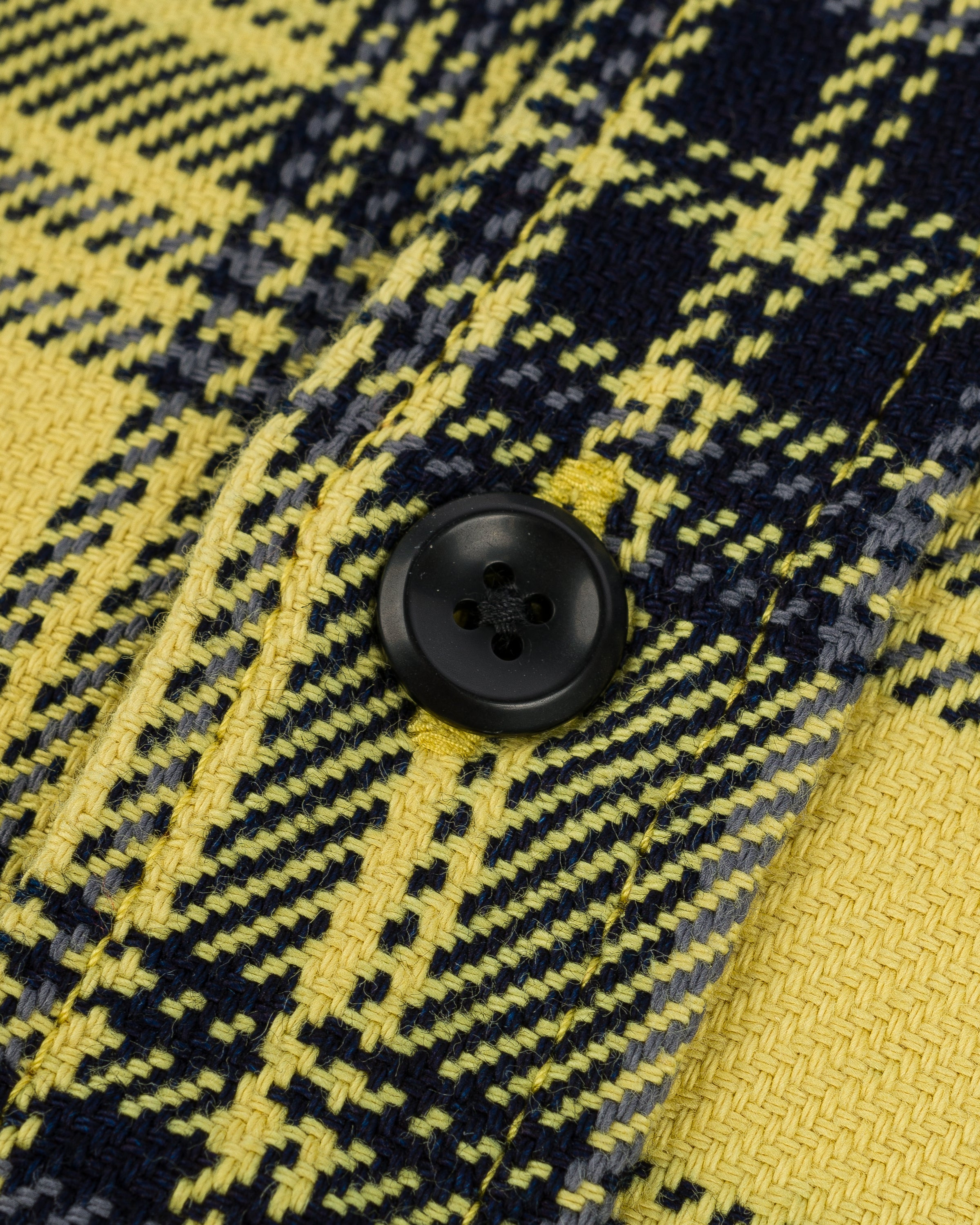 IHSH-412-YEL 9oz Selvedge Indigo Check Flannel Work Shirt - Yellow - 12