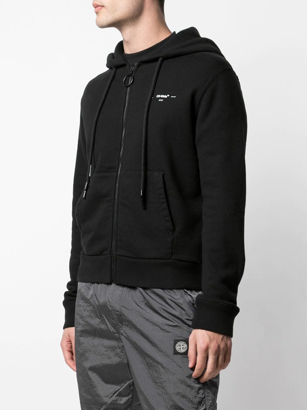 Arrows-embroidered zipped hoodie - 3