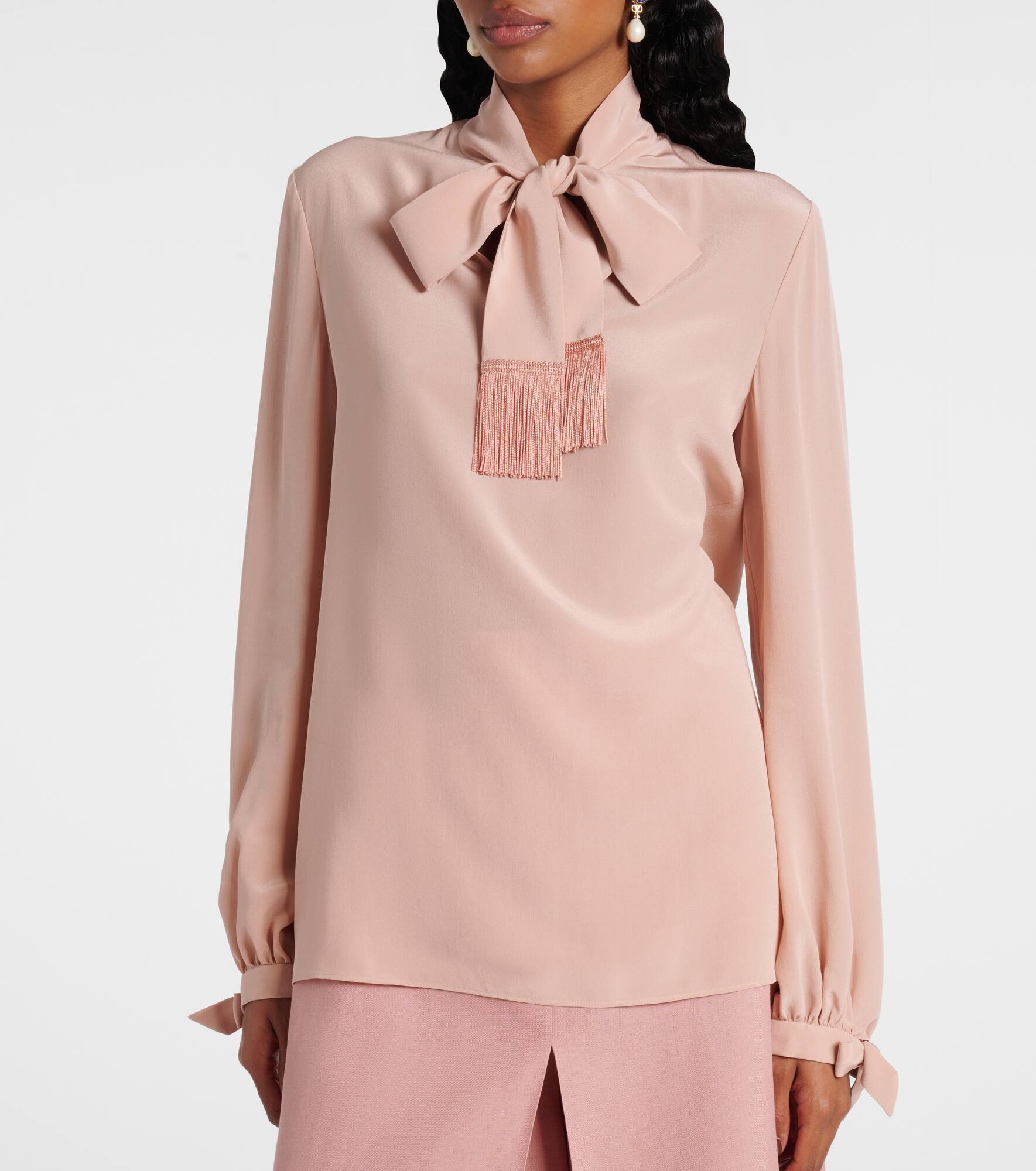 Bow-detail silk crêpe shirt - 6