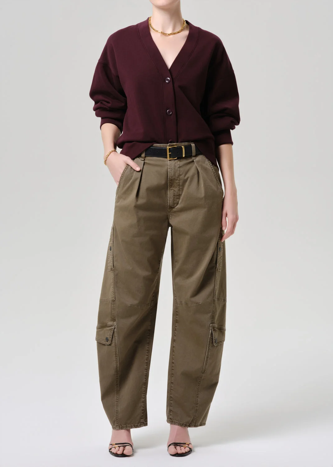 Fleece Cardigan In Mahogany - 1