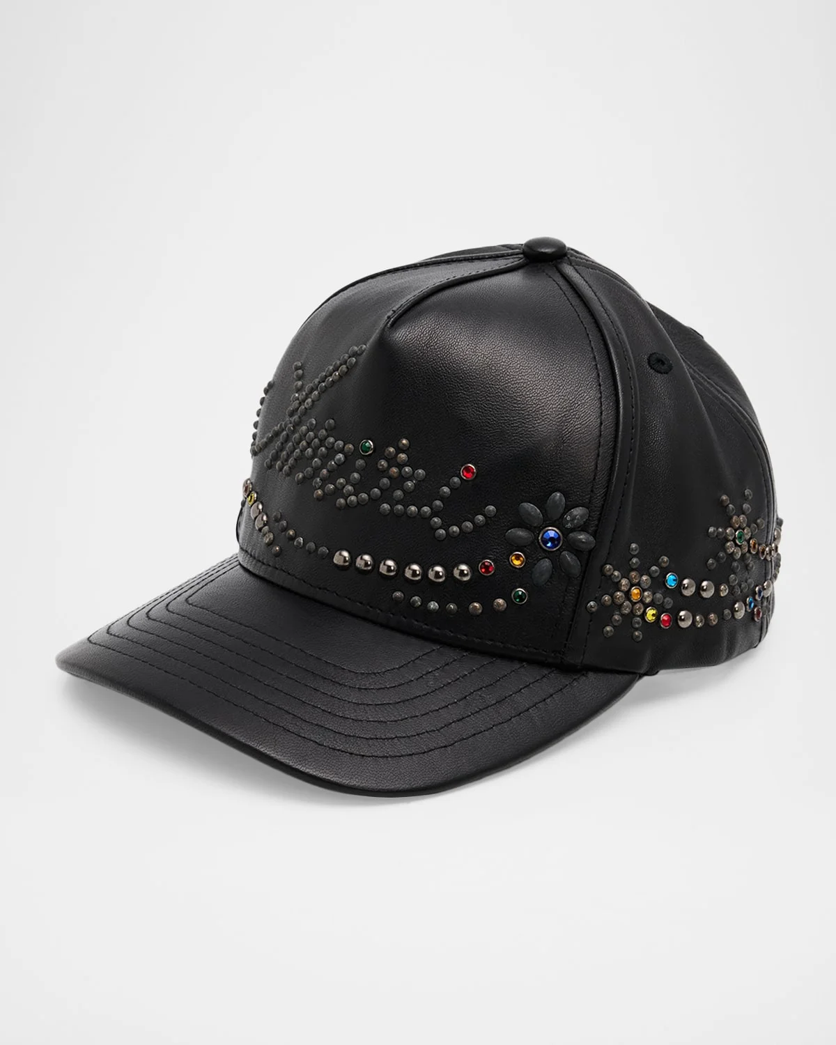 Men's Studded Leather Baseball Cap - 1