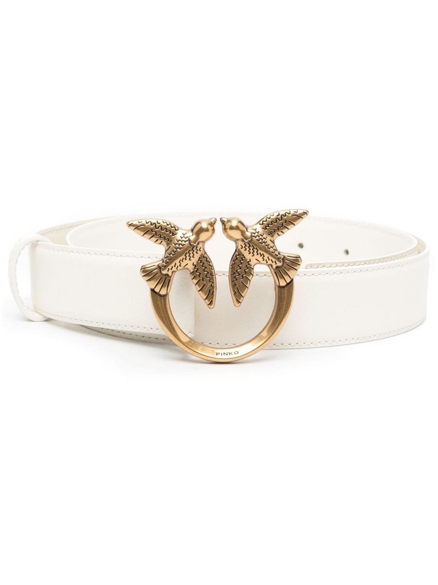 ベルト PINKO Love berry leather belt with love birds buckle Bianco Love berry leather belt with love birds buckle PINKO