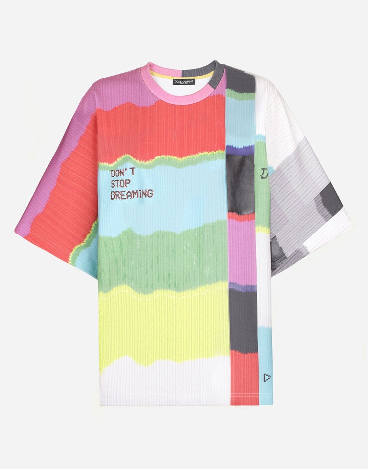 Short-sleeved glitch-print jersey T-shirt - 3