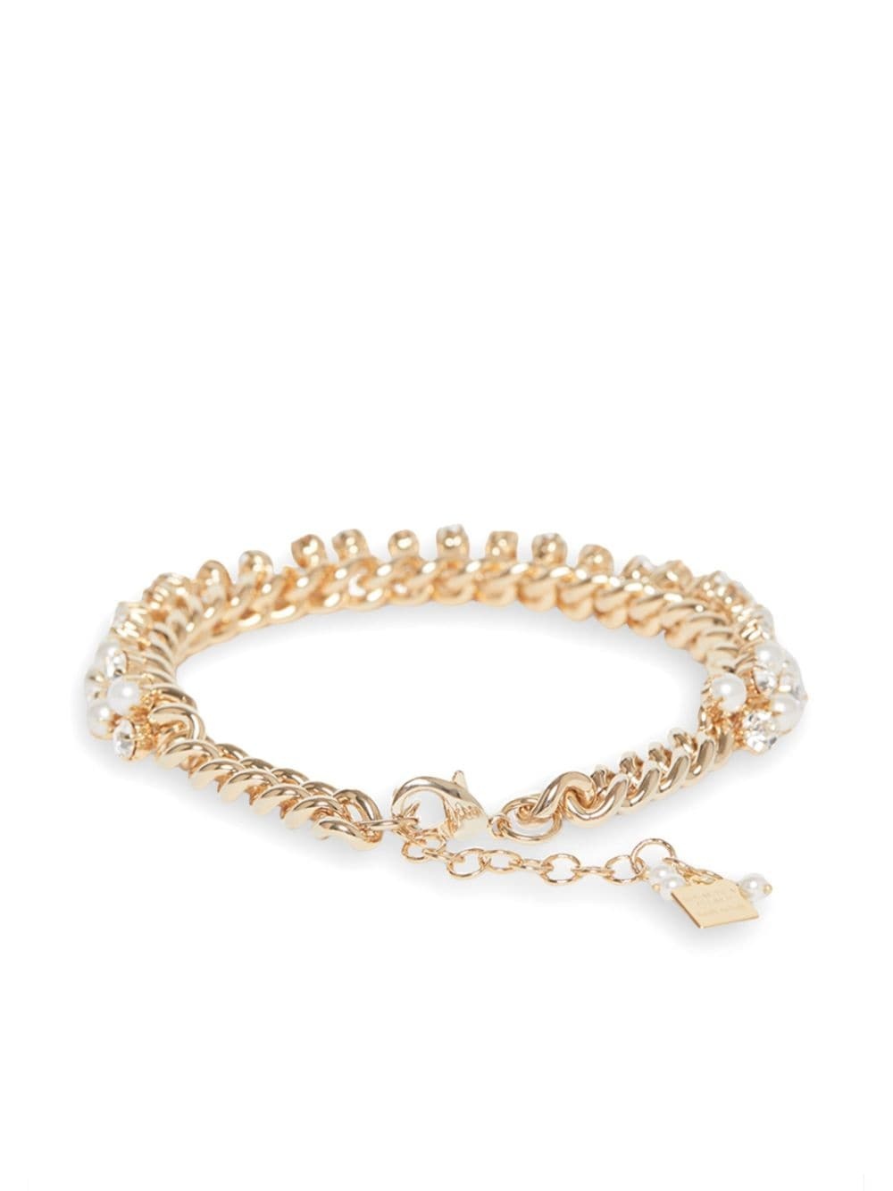 faux-pearl and crystal embellished bracelet - 2