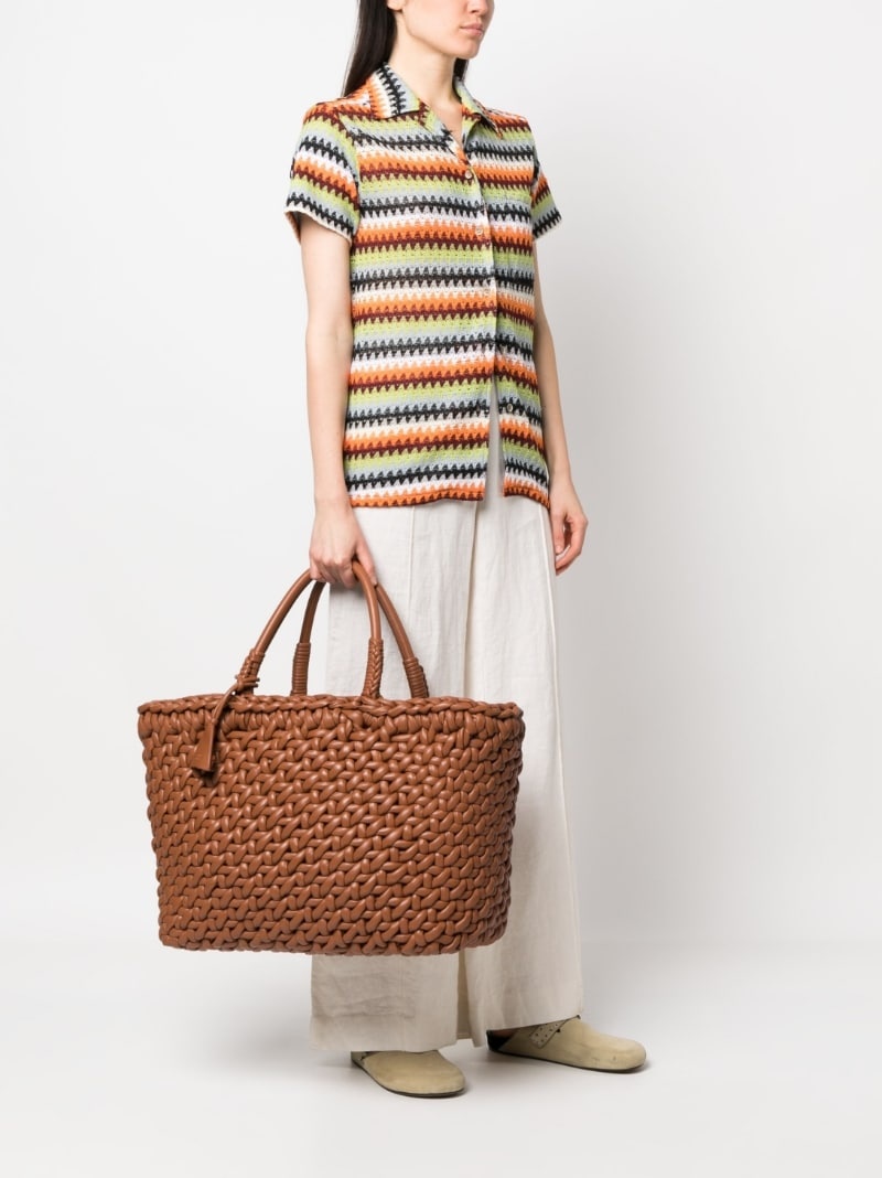 interwoven-design leather tote bag - 2