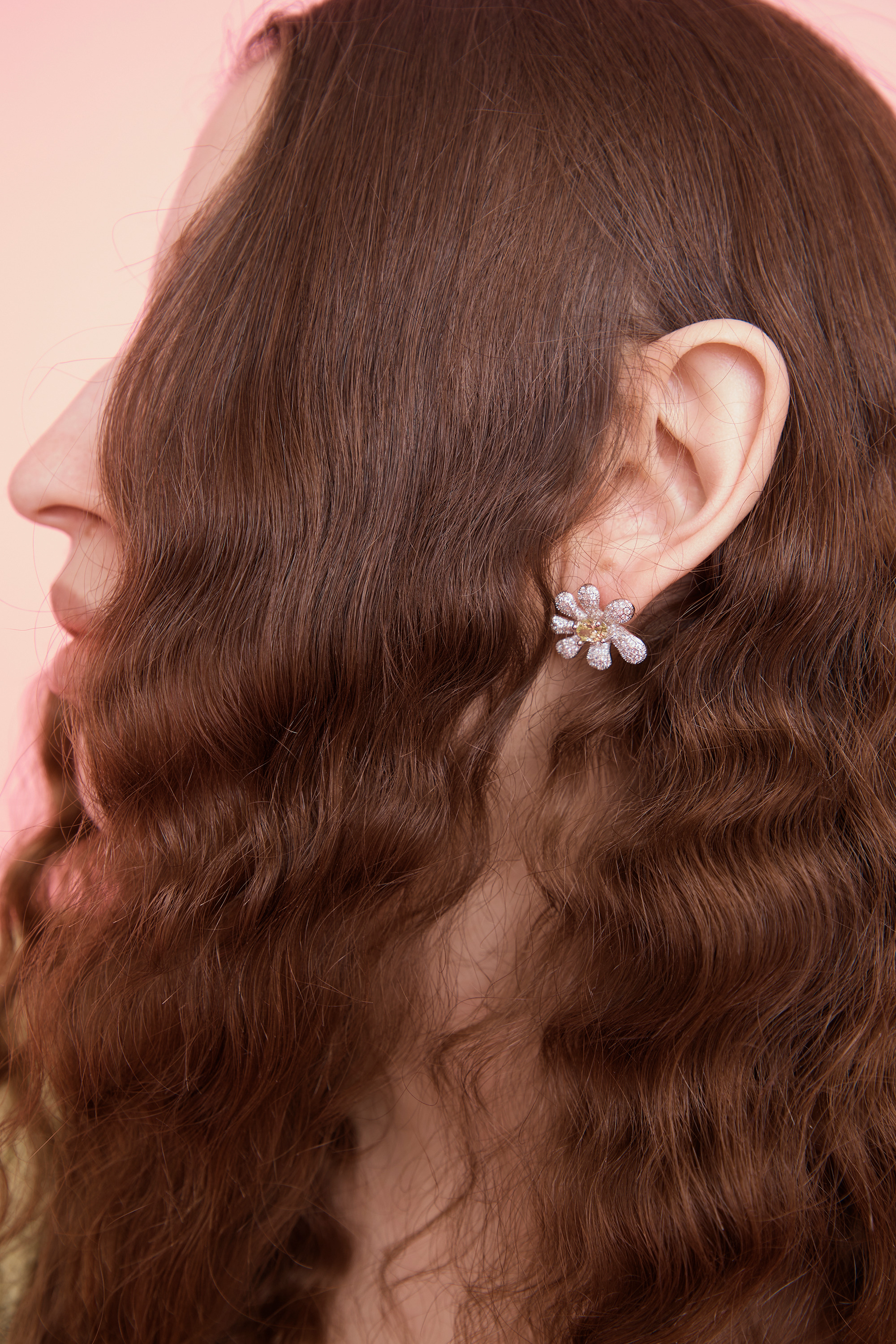 CANARY CRYSTAL PAVE SQUASHED BLOSSOM EARRING - 2