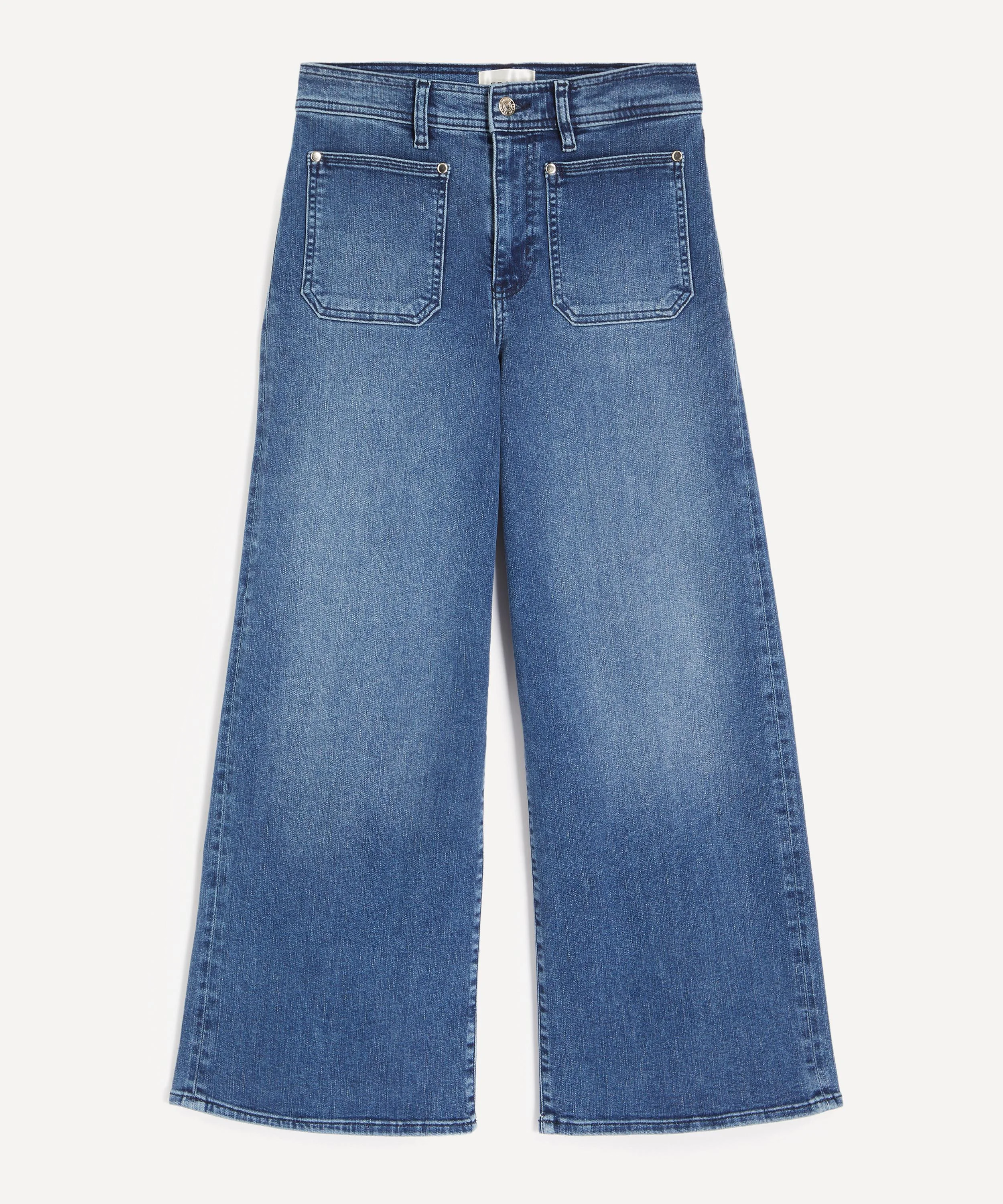 Le Slim Palazzo Crop Harbor Pocket Jeans in Elixir Raw After - 1