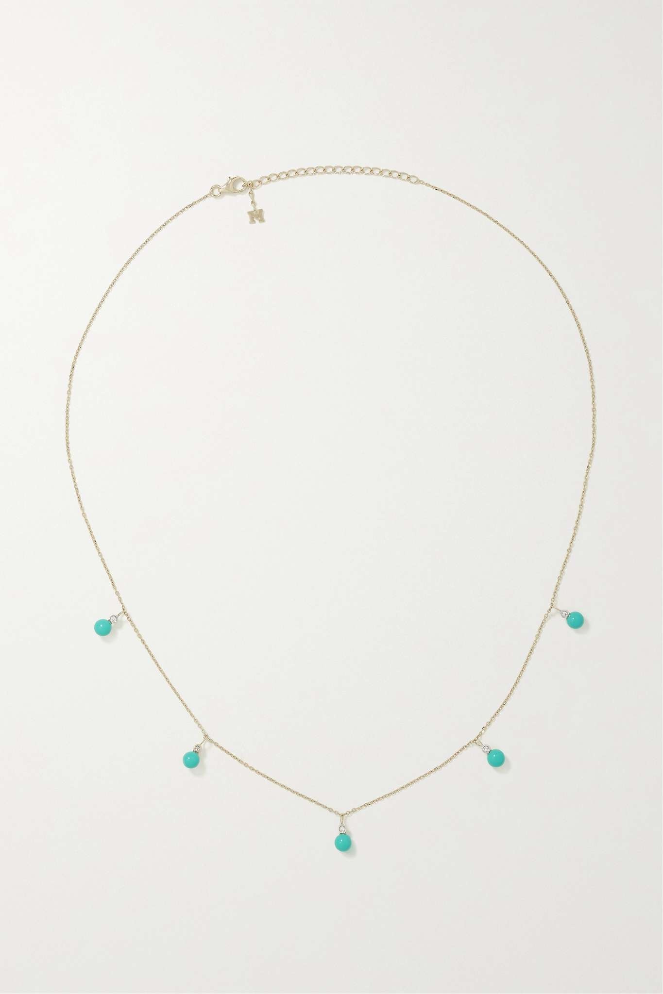 14-karat gold, turquoise and diamond necklace - 1