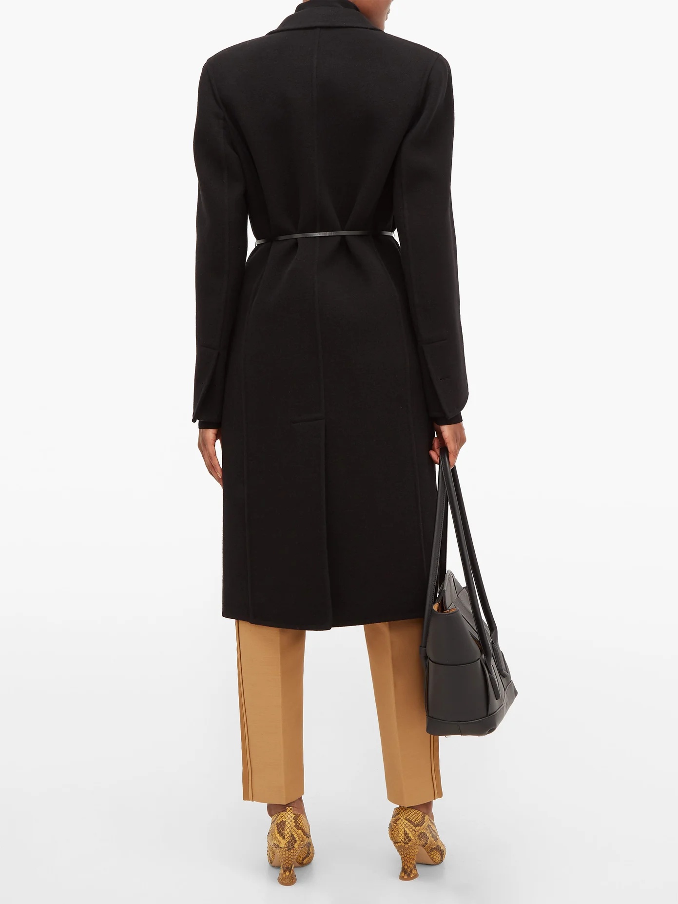 Single-breasted belted cashmere coat - 5