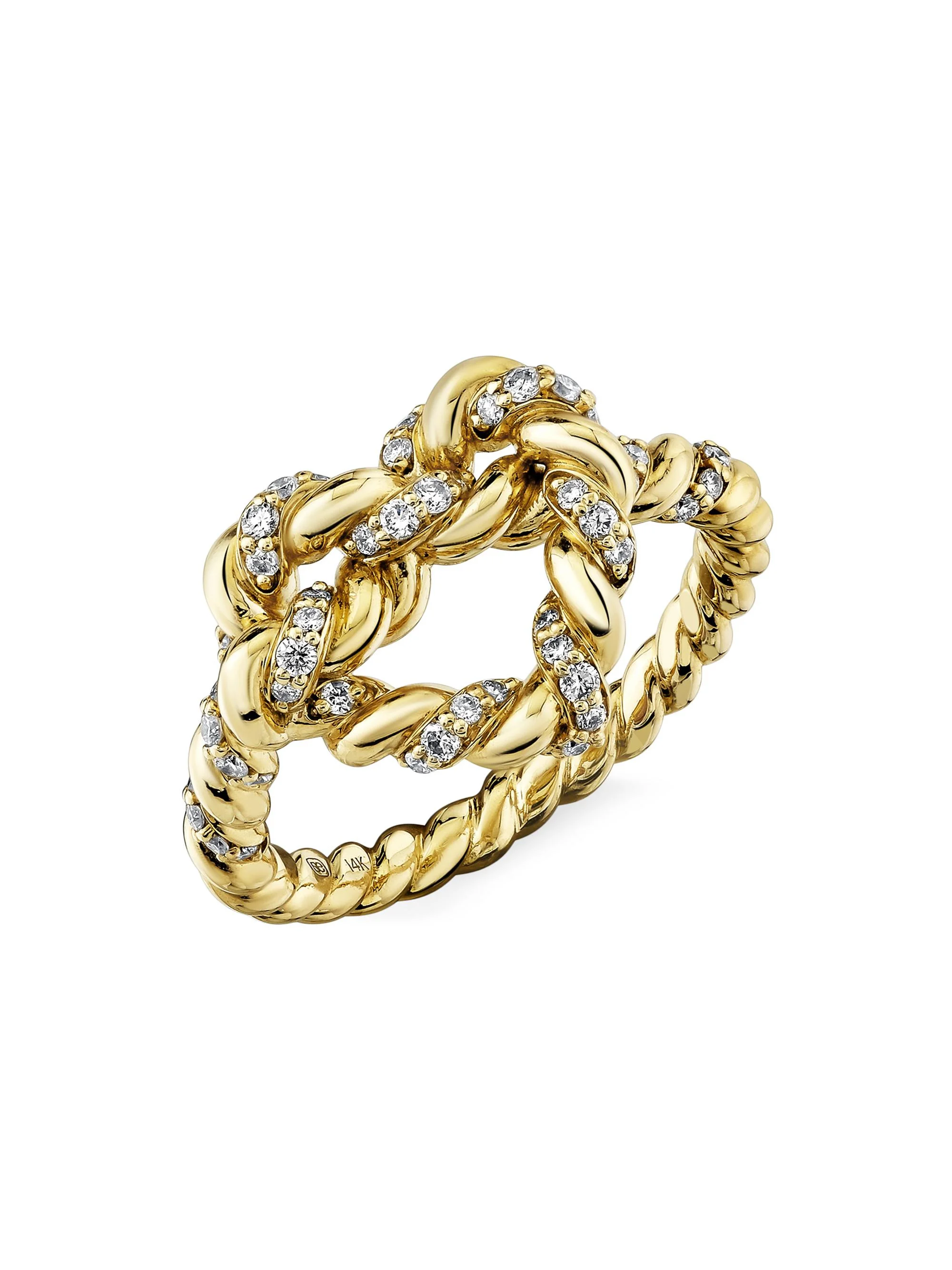 Women's Overboard 14K Yellow Gold & 0.32 TCW Diamond Heart Knot Ring - Yellow Gold - 1
