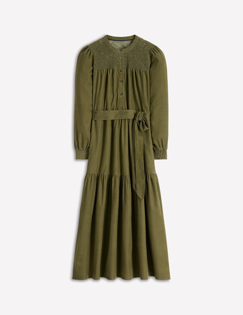 Cecily Cord Midi Dress-Woodland Green 1