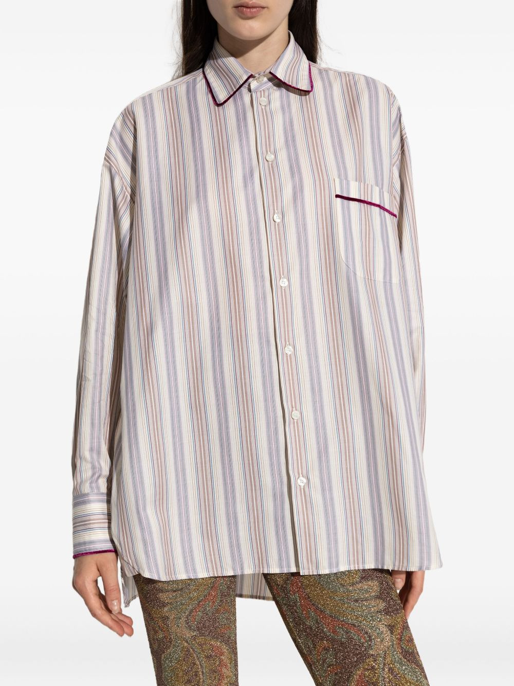 striped velvet-trimmed shirt - 3
