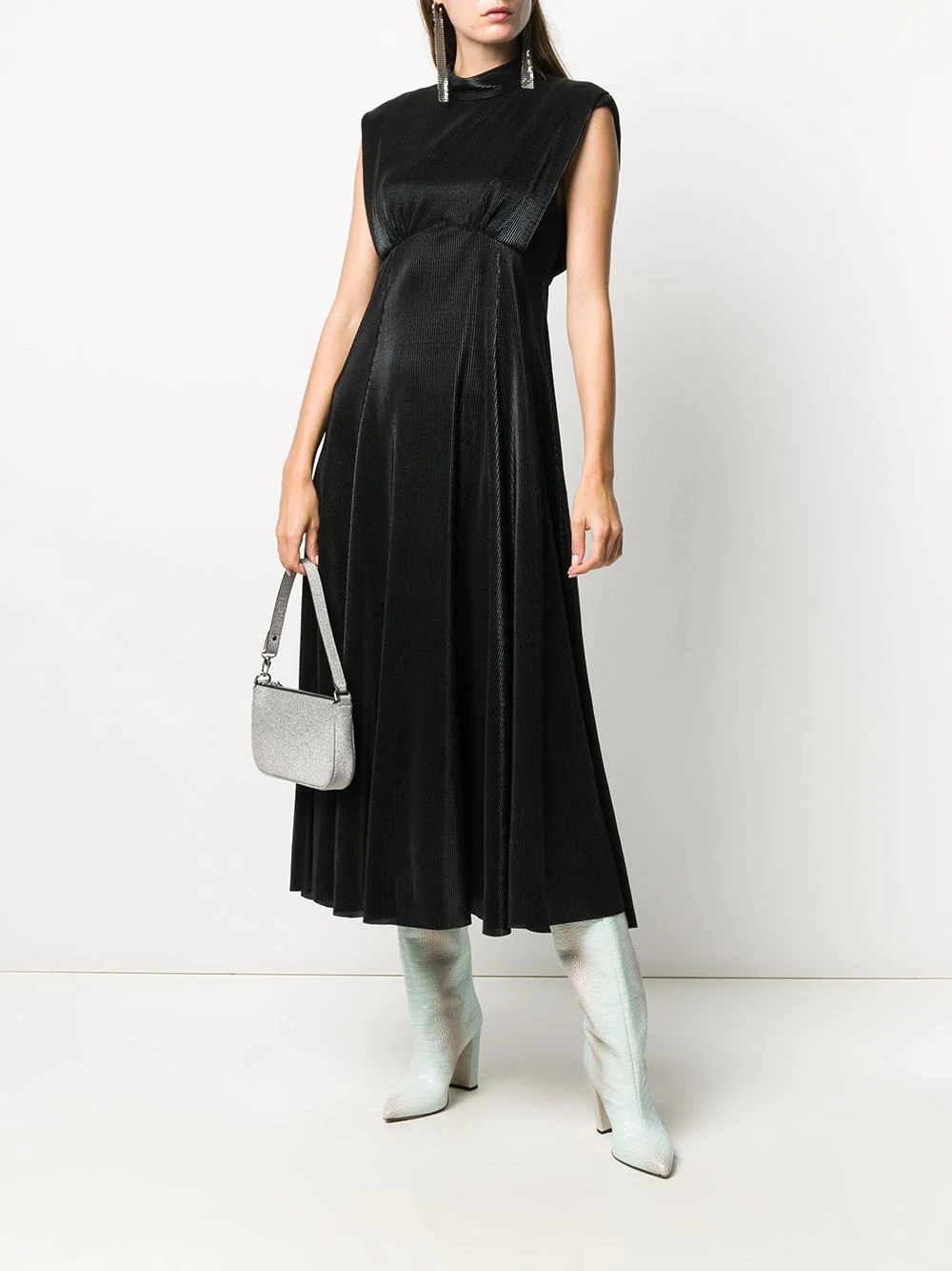 lamé-effect empire line dress - 2