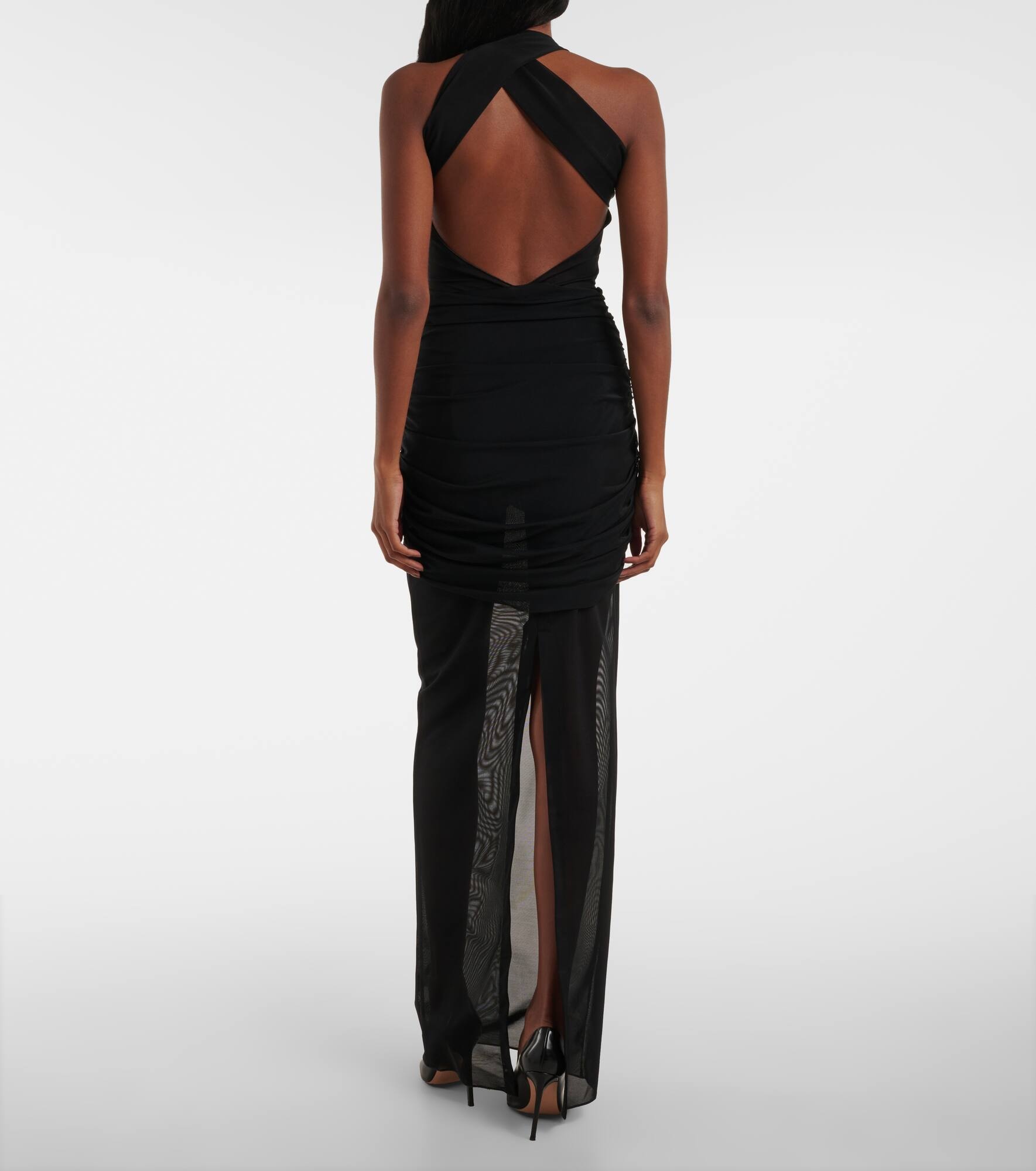 Ruched sheer mesh maxi dress - 3