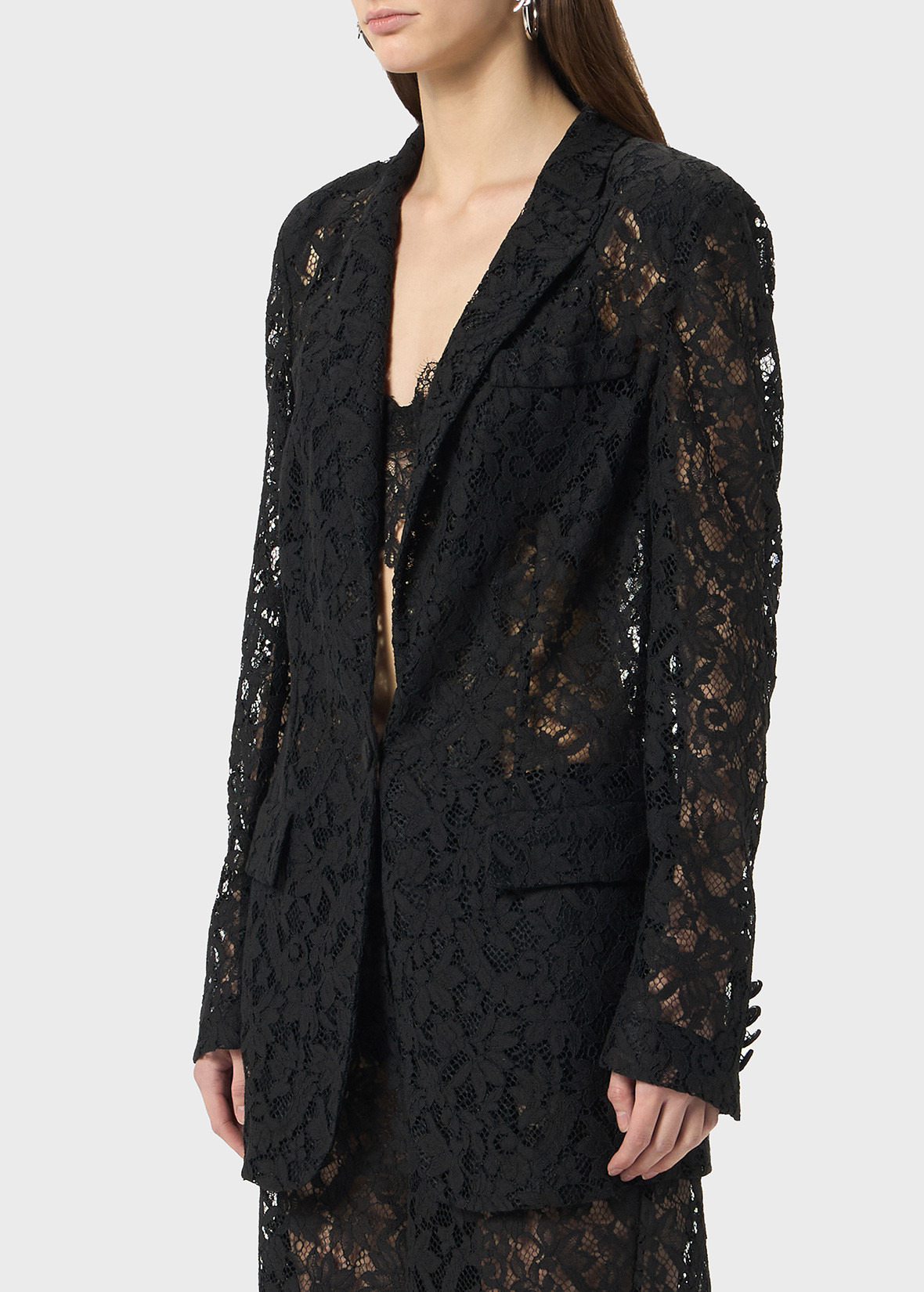 SINGLE-BREASTED JACKET IN RÉBRODÉ LACE - 5