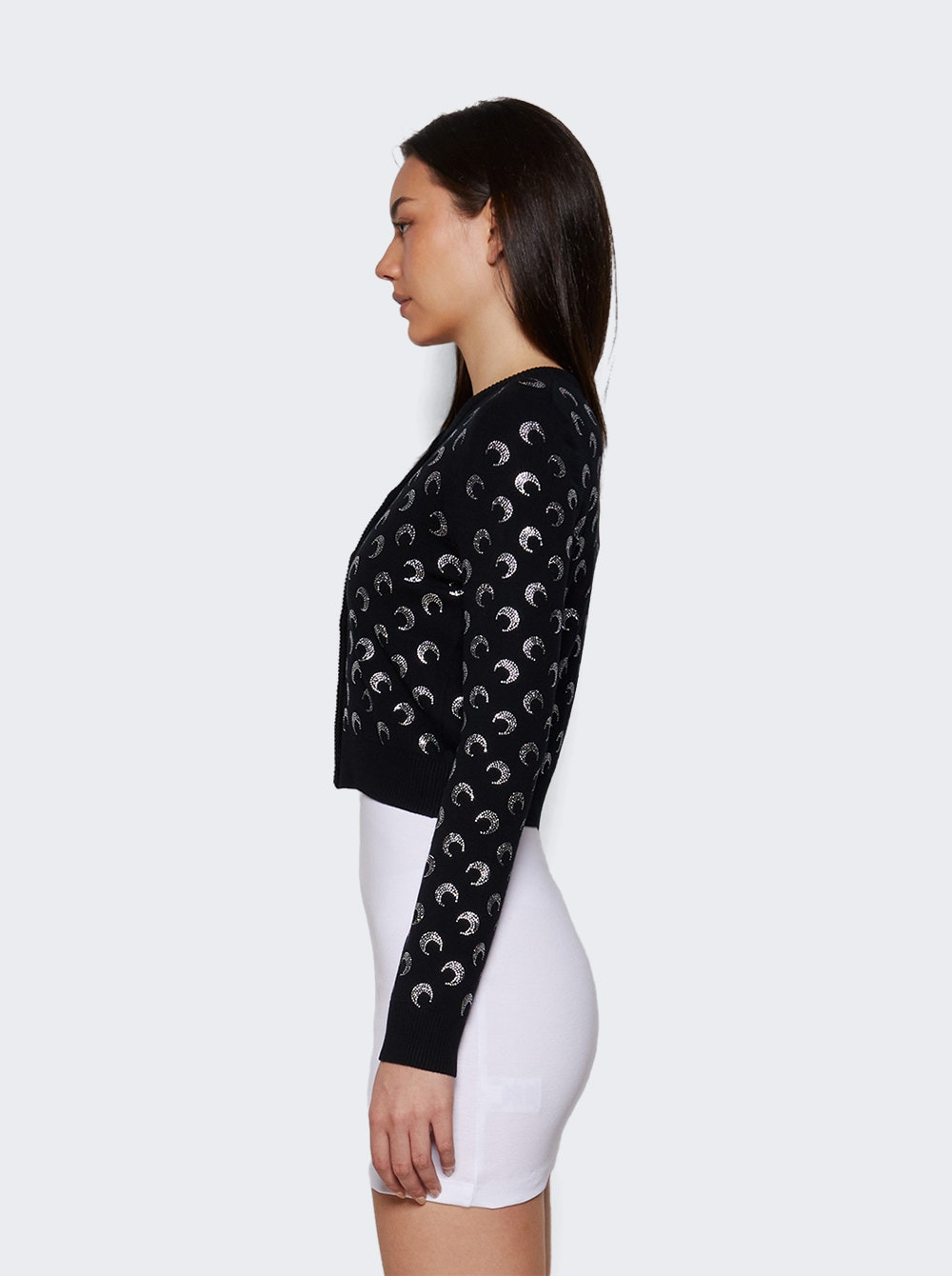 Moon Strass Knit Fitted Cardigan Black - 3