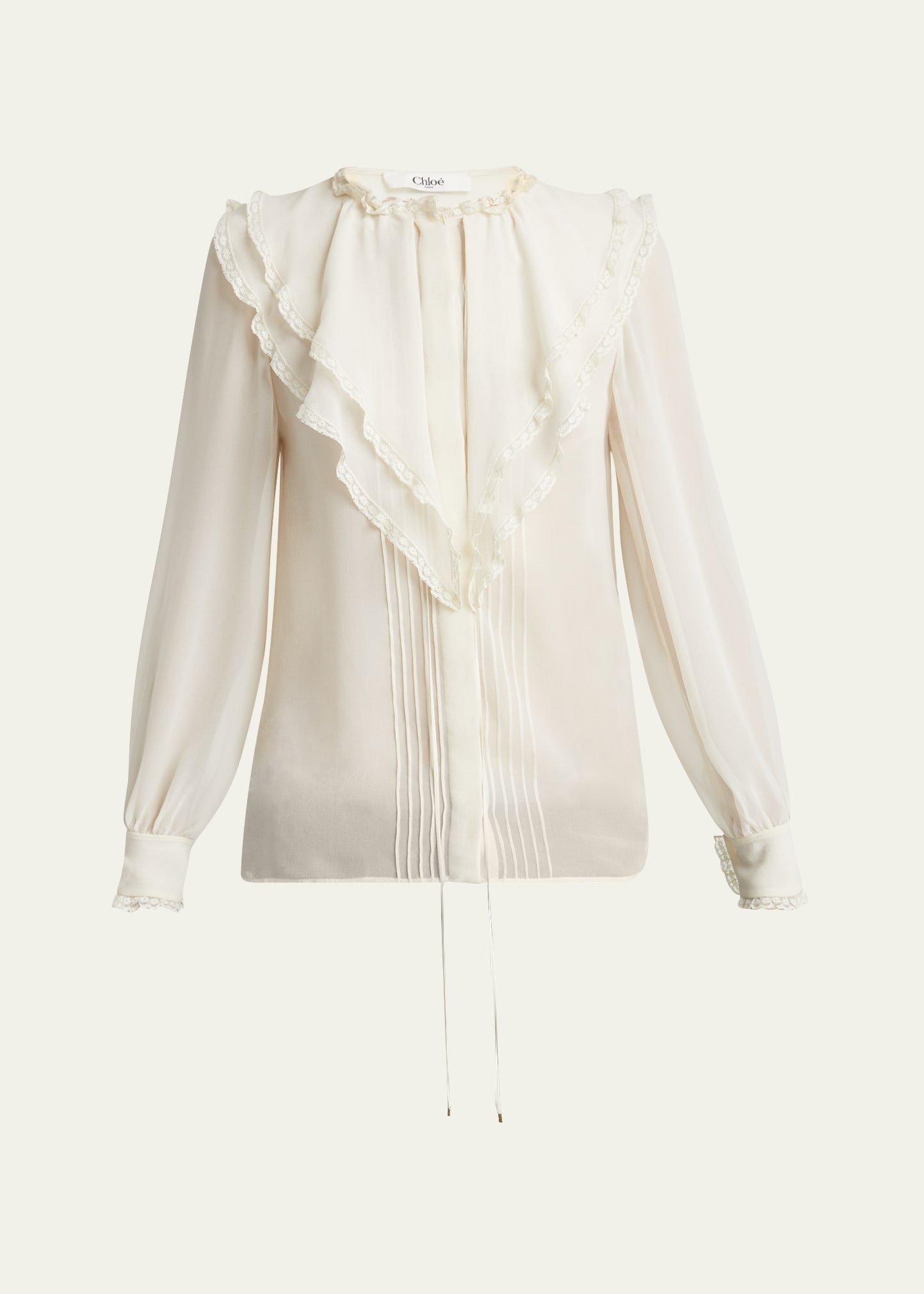 Ruffle Button-Down Silk Top - 1