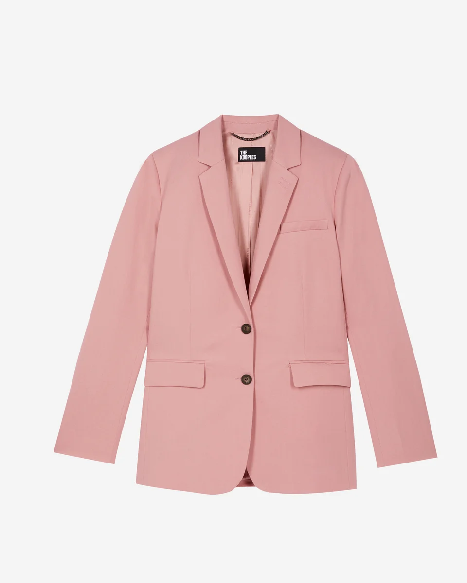 PASTEL PINK LINEN AND COTTON STRAIGHT SUIT JACKET - 1