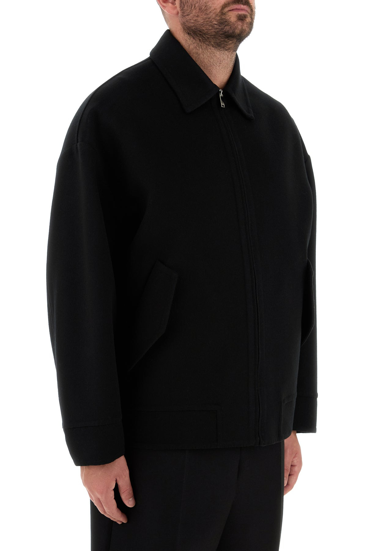 Black wool blend oversize jacket - 3