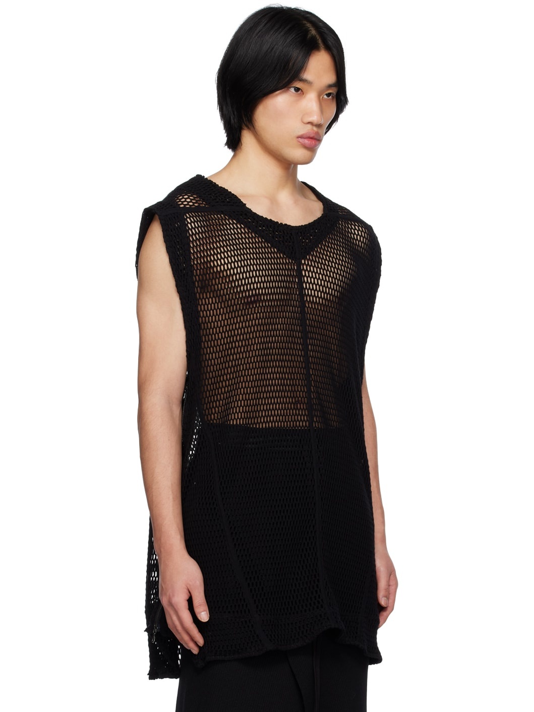 Black Zip Vent Tank Top - 3