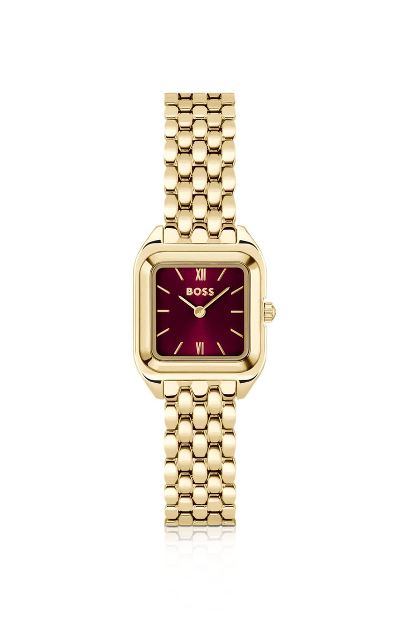 MAE BURGUNDY-DIAL WATCH IN GOLD-TONE STEEL 1