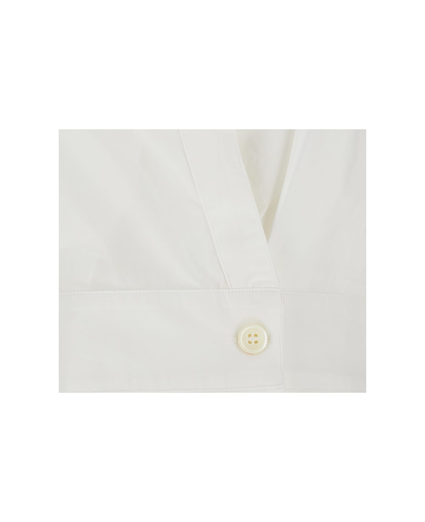 'athena' White Sleeveless V-neck Dress In Cotton Woman - 3