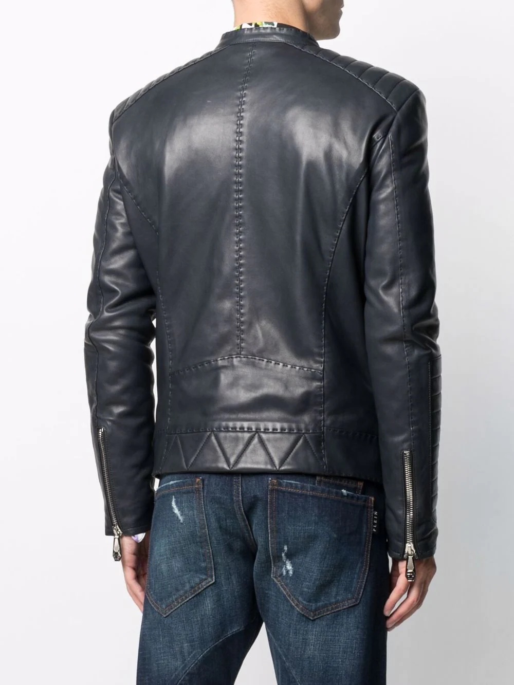 embroidered leather jacket - 4