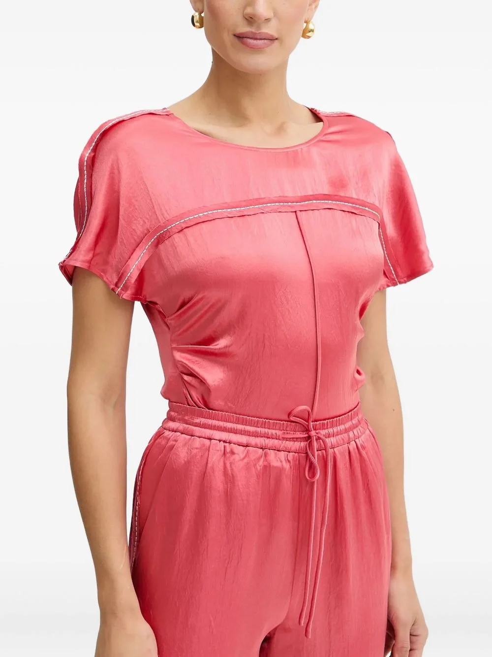 panelled short-sleeve top - 1