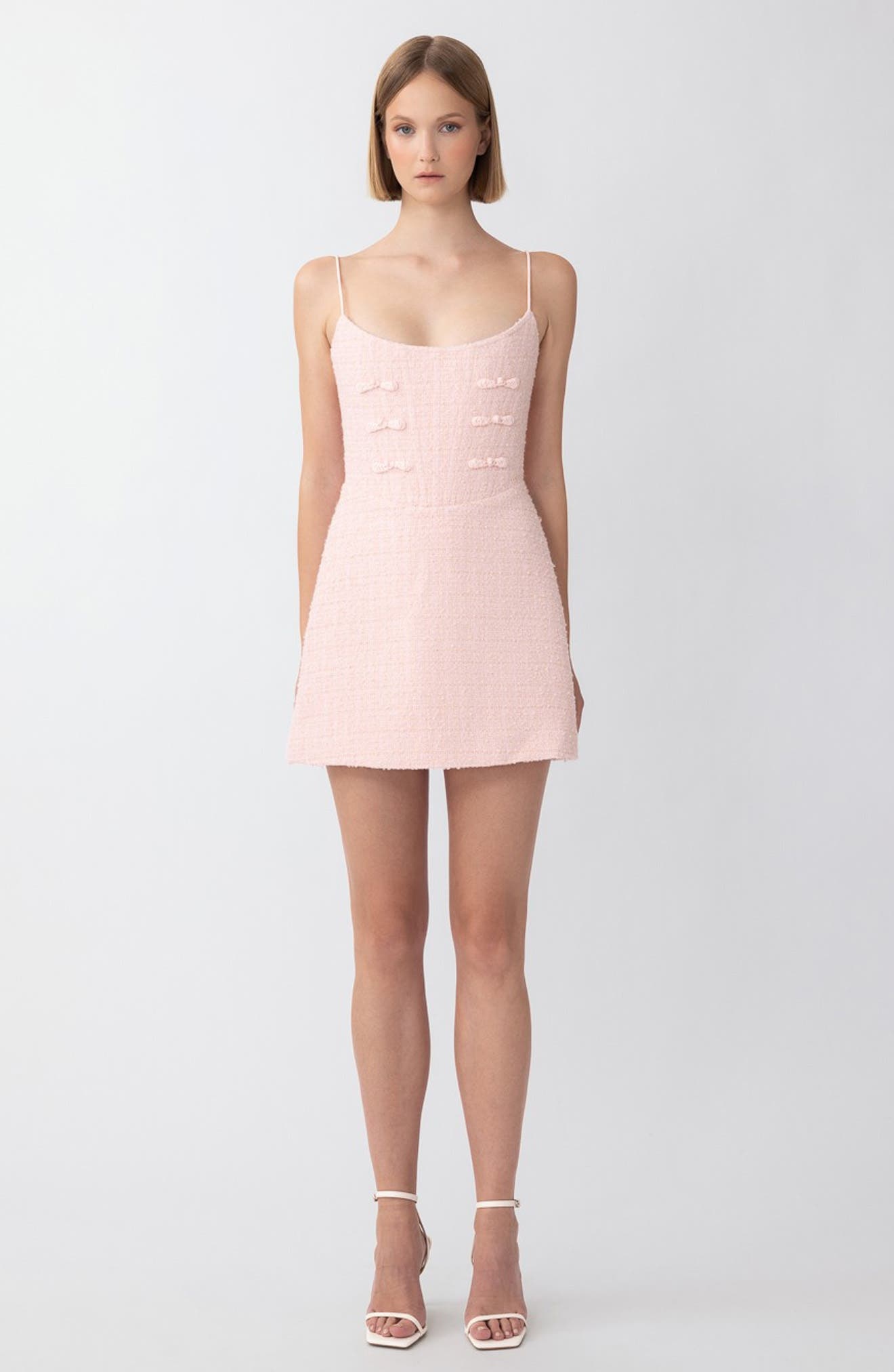 SAU LEE Andi Metallic Tweed Cocktail Minidress in Pastel Pink at Nordstrom - 5