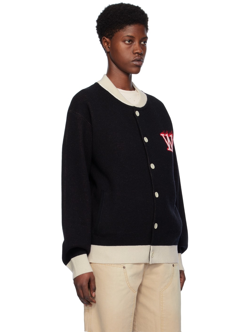 Black Button Bomber Jacket - 2