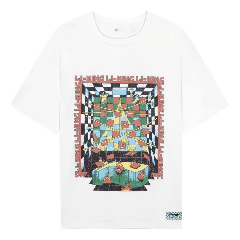 Li-Ning Checkerboard Graphic T-shirt 'White' AHSSB15-1 - 1
